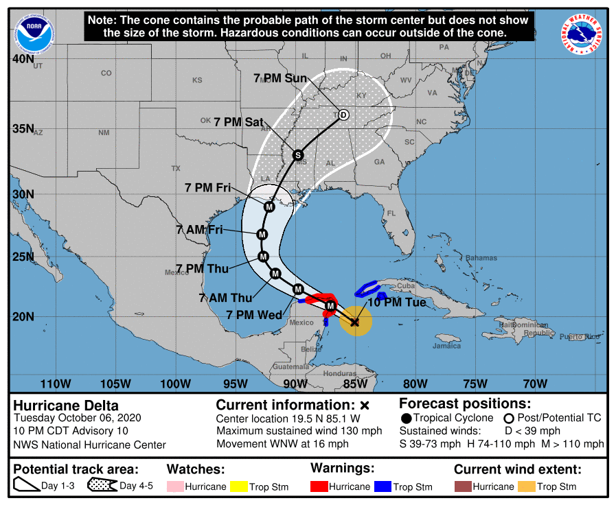 Delta as of 10 p.m. Tuesday